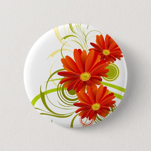 Badge Rond 5 Cm Red Gerbera Daisy (Devant)