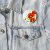Badge Rond 5 Cm Red Gerbera Daisy (En situation)