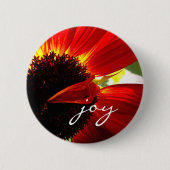 Badge Rond 5 Cm Red Gerbera Daisy Photo Joie Script Bold Modern (Devant)