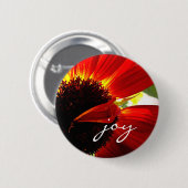 Badge Rond 5 Cm Red Gerbera Daisy Photo Joie Script Bold Modern (Devant & derrière)