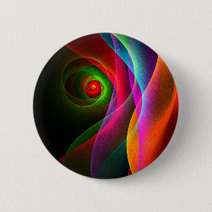 Badge Rond 5 Cm Red Green Orange Modern Abstrait Art Motif #22