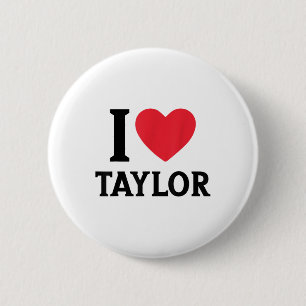 Badge Rond 5 Cm Red Heart I Love Taylor For Ados Girls Women