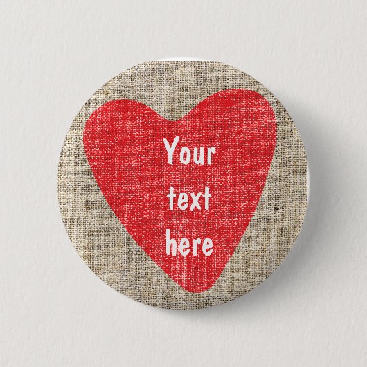 Badge Rond 5 Cm Red Heart Rustic Mariage campagnard Valentines BOU (Devant)