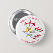 Badge Rond 5 Cm Red Jet Avions 9e insigne d'anniversaire (Devant & derrière)