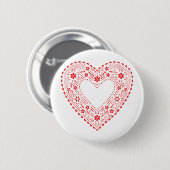 Badge Rond 5 Cm Red Lace Heart (Devant & derrière)