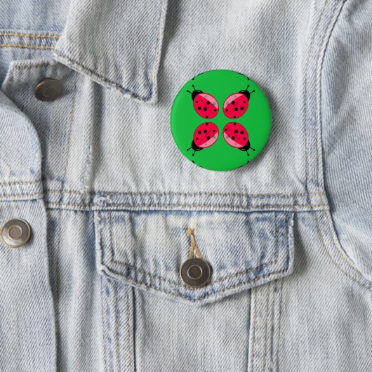 Badge Rond 5 Cm Red Ladybugs (En situation)