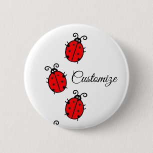 Badge Rond 5 Cm Red Ladybugs Crawling Thunder_Cove