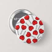 Badge Rond 5 Cm Red Lollipops, Heart Lollipops, Lollipop Pattern (Devant & derrière)