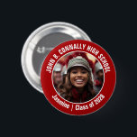 Badge Rond 5 Cm Red Marching Band Photo High School Brag<br><div class="desc">Ce cool customisé au lycée marching band photo comporte une typographie blanche du nom de votre équipe et du joueur sur un bouton de brag rouge. Personnalisez avec la photo de votre élève et l'année de classe comme un parent fier. Un père et une mère peuvent porter ces boutons à...</div>