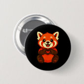 Badge Rond 5 Cm Red Panda Doing Heart With Hands Valentines Day (Devant & derrière)