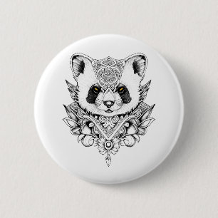 Badge Rond 5 Cm Red Panda Wild Animal Nature Illustration Art Tatt