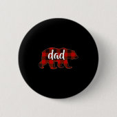 Badge Rond 5 Cm Red Plaid Dad Buffalo Matching Family Papa Pyjamas (Devant)