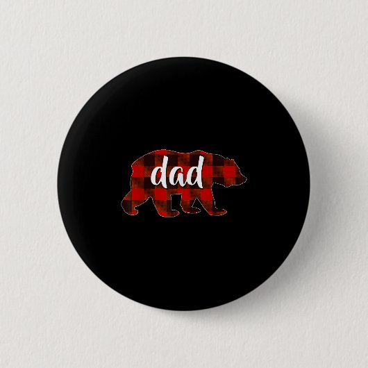 Badge Rond 5 Cm Red Plaid Dad Buffalo Matching Family Papa Pyjamas (Devant)