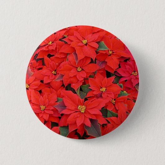 Badge Rond 5 Cm Red Poinsettias I Christmas Holiday Floral Photo (Devant)