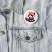 Badge Rond 5 Cm Red Raccoon Valentine (En situation)