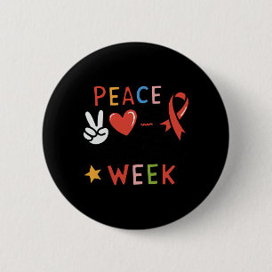 Badge Rond 5 Cm Red Ribbon Week Peace Love Cure Drug Free Say No T
