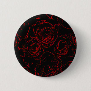 Badge Rond 5 Cm Red Roses Arrière - plan noir