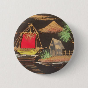 Badge Rond 5 Cm Red Sailboat Paysage peinture à l'huile Imprimer