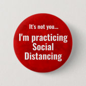 Badge Rond 5 Cm Red Social Distancing Funny Ce n'est pas vous la s (Devant)