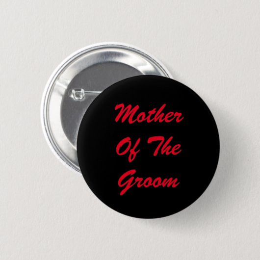 Badge Rond 5 Cm Red Text Mère de Groom (Devant & derrière)