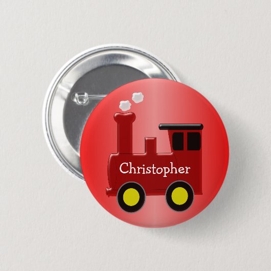 Badge Rond 5 Cm Red Train Ajouter un nom (Devant & derrière)