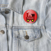 Badge Rond 5 Cm Red Train Ajouter un nom (En situation)