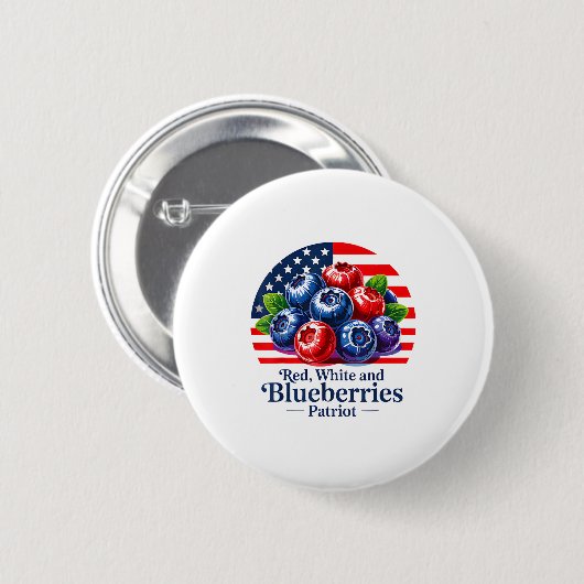 Badge Rond 5 Cm Red White And Blueberries Christian Patriotic (Devant & derrière)