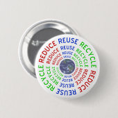 Badge Rond 5 Cm Réduisez, réutilisez, réutilisez (Devant & derrière)