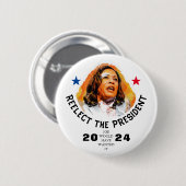 Badge Rond 5 Cm Réélire Kamala Harris 2024 (Devant & derrière)
