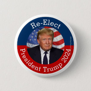 Badge Rond 5 Cm Réélire le président Donald Trump 2024 pro-Trump