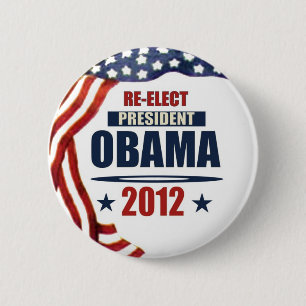 Badge Rond 5 Cm Réélisez le Président Obama 2012