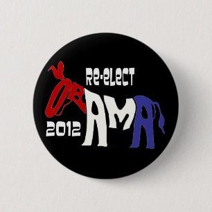 Badge Rond 5 Cm Réélisez Obama 2012