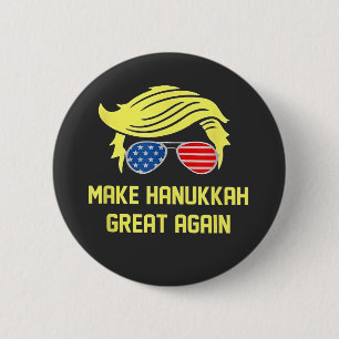 Badge Rond 5 Cm Refaire Hanukkah Great Again Trump Juif