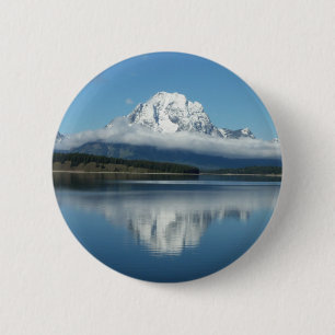 Badge Rond 5 Cm Reflet du mont Moran dans le Grand Teton
