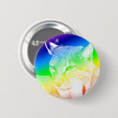 Badge Rond 5 Cm Reflets Arc-en-ciel Lynx (Devant & derrière)