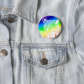 Badge Rond 5 Cm Reflets Arc-en-ciel Lynx (En situation)