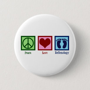 Badge Rond 5 Cm Reflexologist Peace Love Reflexology Foot Massage