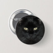 Badge Rond 5 Cm Regard fixe de chat noir (Devant & derrière)