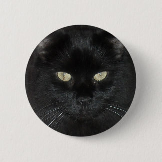 Badge Rond 5 Cm Regard fixe de chat noir