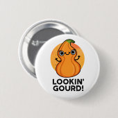 Badge Rond 5 Cm Regard Gourd Funny Girl Veggie Pun (Devant & derrière)