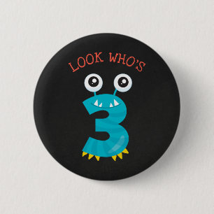 Badge Rond 5 Cm Regarde qui a 3 ans Mignon Anniversaire Enfant Gar