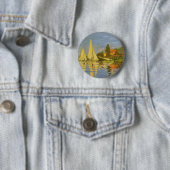 Badge Rond 5 Cm Regatta à Argenteuil par Claude Monet (En situation)