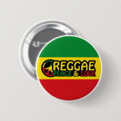Badge Rond 5 Cm Reggae art avec des mots positifs Paix et Amour (Devant & derrière)