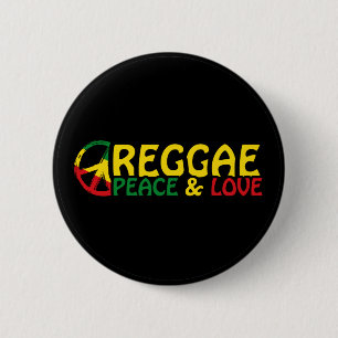 Badge Rond 5 Cm Reggae art avec des mots positifs Paix et Amour