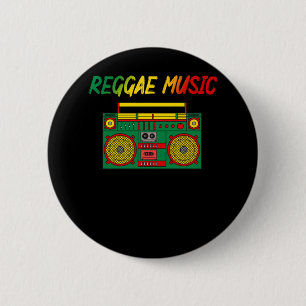 Badge Rond 5 Cm Reggae Music Lover coloré Jamaïque Cassette Radio