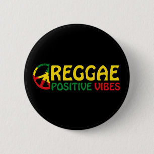 Badge Rond 5 Cm Reggae Musique avec des vibes positives et drapeau