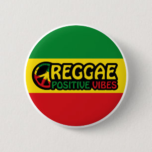 Badge Rond 5 Cm Reggae Musique avec des vibes positives et drapeau