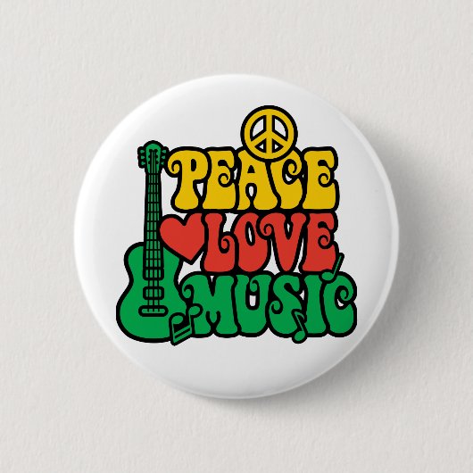 Badge Rond 5 Cm Reggae Peace Love Music (Devant)