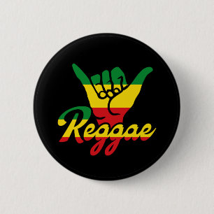 Badge Rond 5 Cm Reggae Shaka Mains aux couleurs reggae