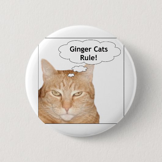 Badge Rond 5 Cm Règle de chats de gingembre ! (Devant)